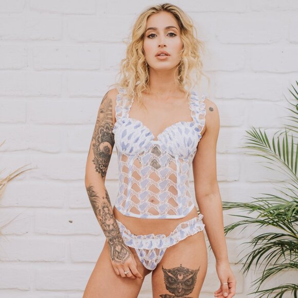 Maison Revolt “Maude” Sheer Embroidered Corset Top – Size 32 (S) - Picture 3 of 10